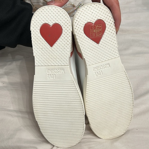 Love Moschino running shoes pink and white leather - Picture 5 of 5